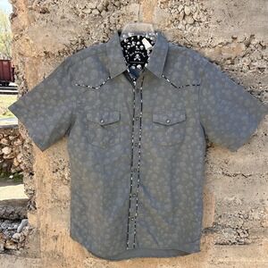 Rock Roll n Soul Western Skull print Short Sleeve Button Up Shirt Mens Large